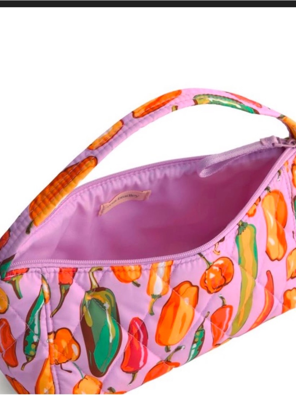 Vera Bradley Pink Pepper Cosmetic Wristlet with Colorful Pepper Print